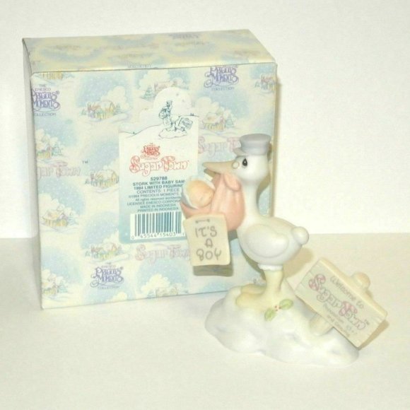 Precious Moments SUGAR TOWN Stork with Baby Sam “I - Picture 2 of 10